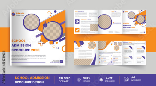 Education Institute admission Corporate Square trifold brochure design template