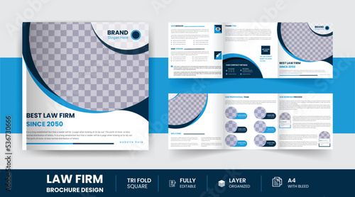 corporate law firm business company 6 Page square trifold corporate brochure design template