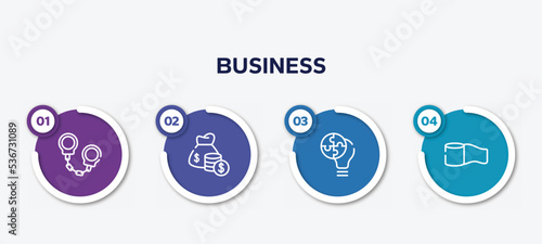 infographic element template with business outline icons such as anonymity, , personal profile, permission vector.