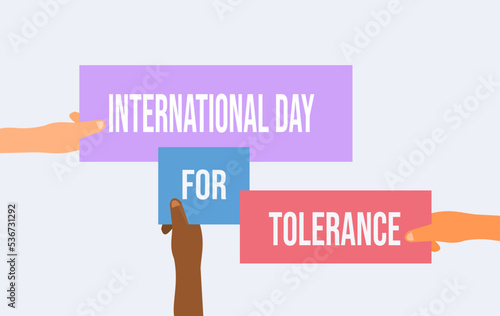 international day for tolerance concept for banner or poster, awareness for tolerating diversity in flat design, 16th november