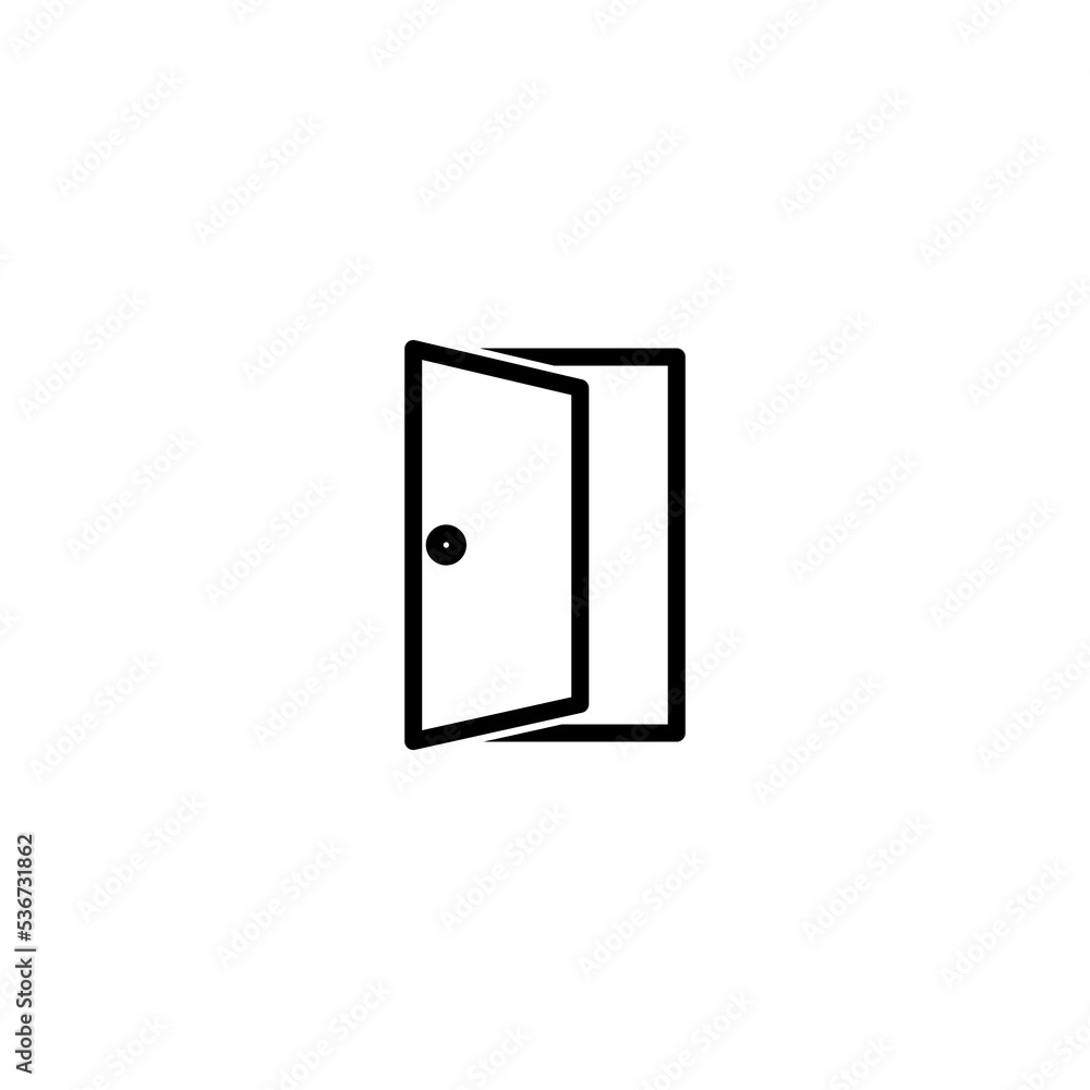 Open door line icon. Entrance doorway sign Open door line icon. Entrance doorway sign