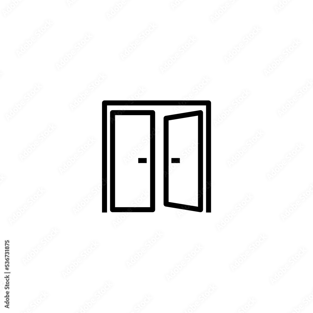 Door line icon. Open doorway sign