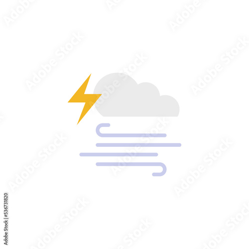wind icon which is decorated with cloud icon and designed in colorful flat style in weather icon and season icon theme