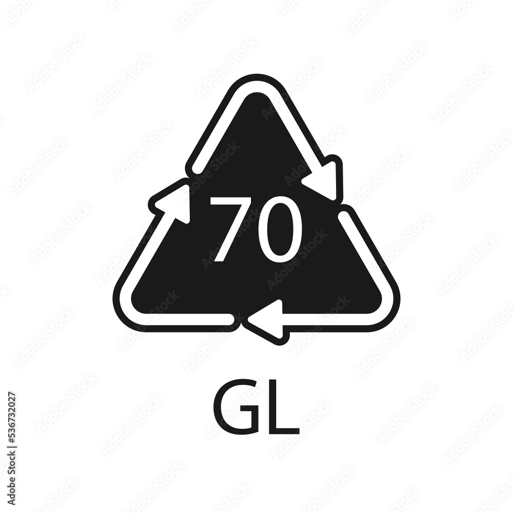 Glass recycling code 70 GL. Vector illustration Glass recycling code 70 GL. Vector illustration