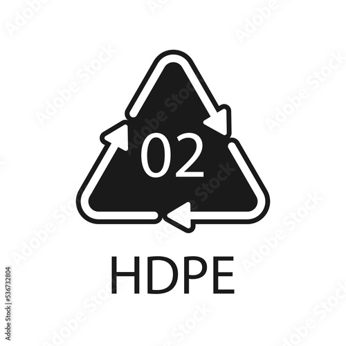 HDPE 02 recycling code symbol. Plastic recycling vector polyethylene sign.