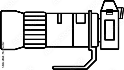 Camera with lens icon, Side view of Camera.