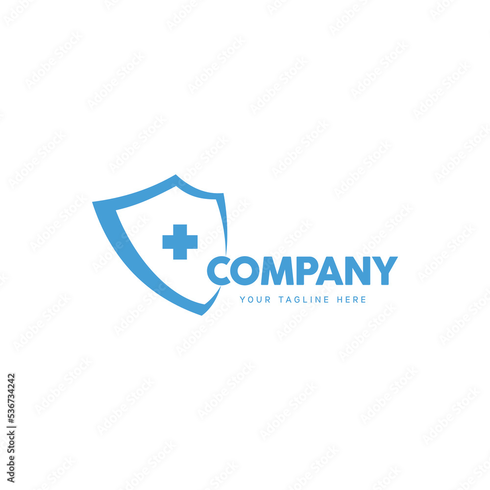 Shield and cross healthy care logo Shield and cross healthy care logo