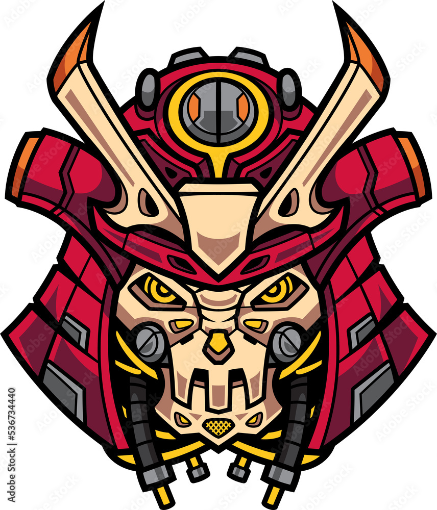 Samurai robot head mascot