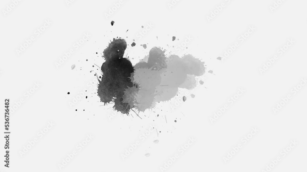 Ink Drops Transition on White Background. Ink splatters transition animation. Ink brush stroke transition. Ink splash. Abstract inkblot, splat, fluid art, overlay, alpha matte composition. Ink Drops Transition on White Background. Ink splatters transition animation. Ink brush stroke transition. Ink splash. Abstract inkblot, splat, fluid art, overlay, alpha matte composition.