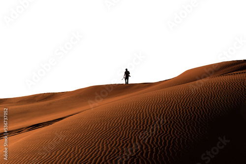 person walking in the desert
