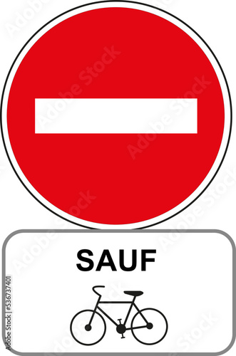 Panneau routier: Sens interdit sauf vélos