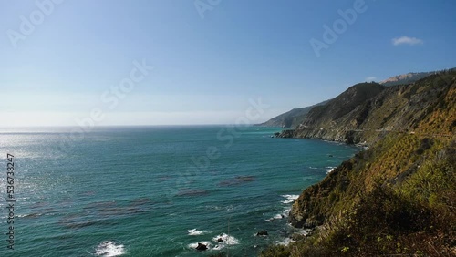 View from the US Highway 1, the Big sur coastline in sunny California, USA