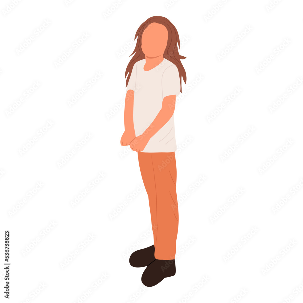 girl stands on a white background, isolated vector girl stands on a white background, isolated vector