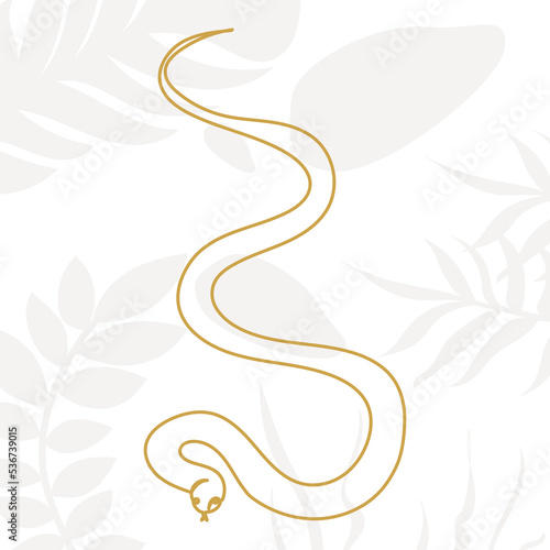 snake drawing in one continuous line, isolated vector