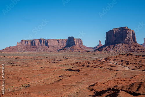 The sunny views of Monument Valley in Arizona