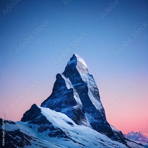 Majestic Matterhorn peak at white night under shooting star фототапет