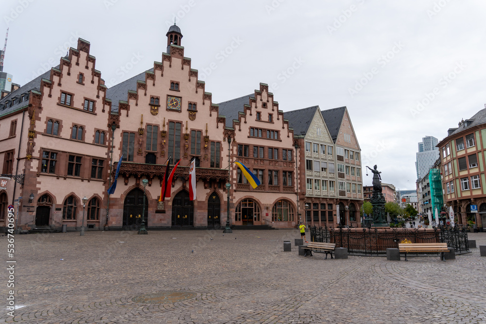 Frankfurter Romer houses, converted into the city hall of Frankfurt, typical German houses.