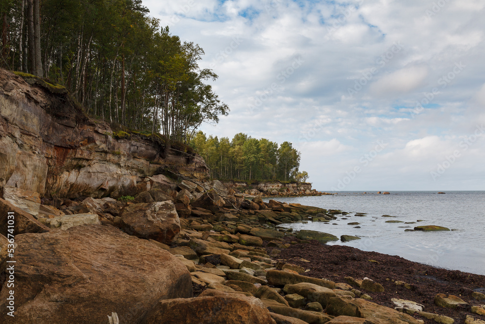 Baltic sea limestone rocky coast, cliff. Estonia. Baltic sea limestone rocky coast, cliff. Estonia.