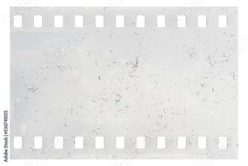 Strip of old celluloid film with dust and scratches on transparent background