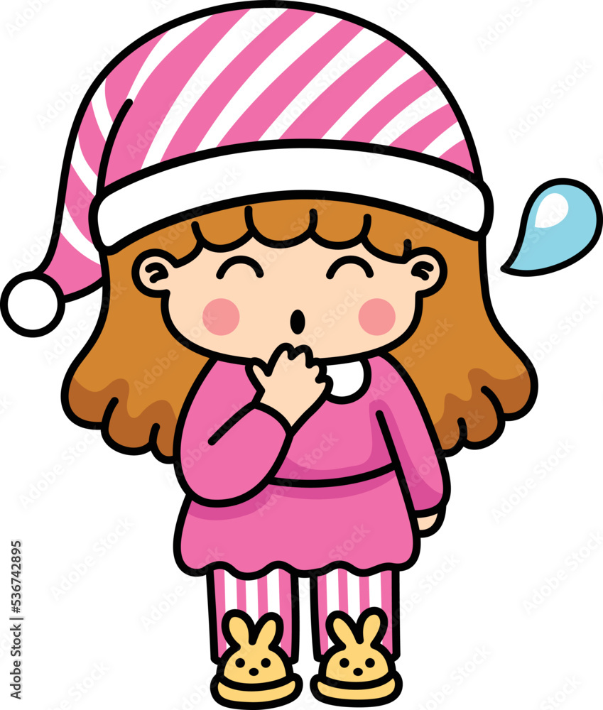 Fototapeta premium sleepy girl yawning vector illustration