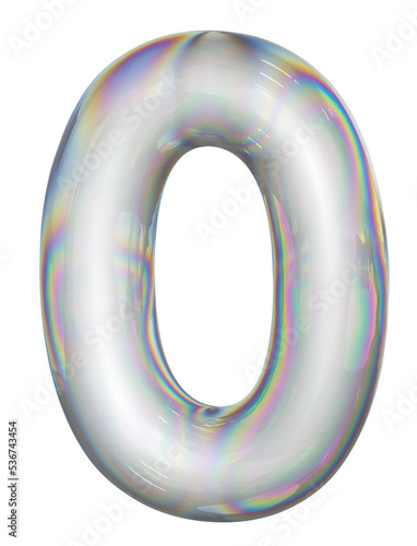 Bubble Text 3D Number 0