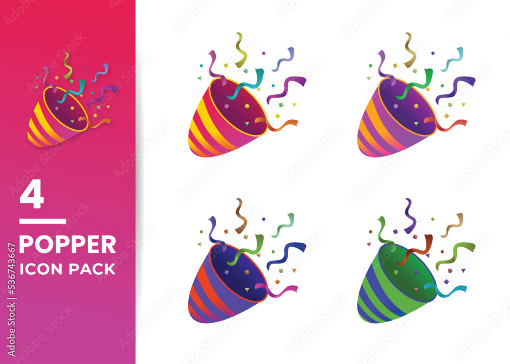 Confetti Party Popper Icon. Vector illustration for Celebrate, Birthday or Anniversary isolated on white background