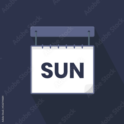 Sunday calendar icon, day of the week for schedule work sign