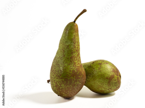 Fresh juicy pears on a white background.