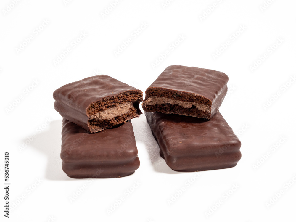 Chocolate bar on a white background. Black chocolate.