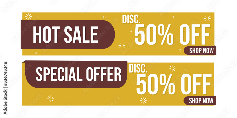yellow banner for discount advertising.modern and minimalist design.special offer label