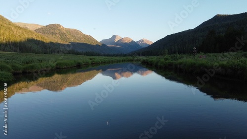 Bear River with the Uinta Mountains in the background in Utah, USA photo