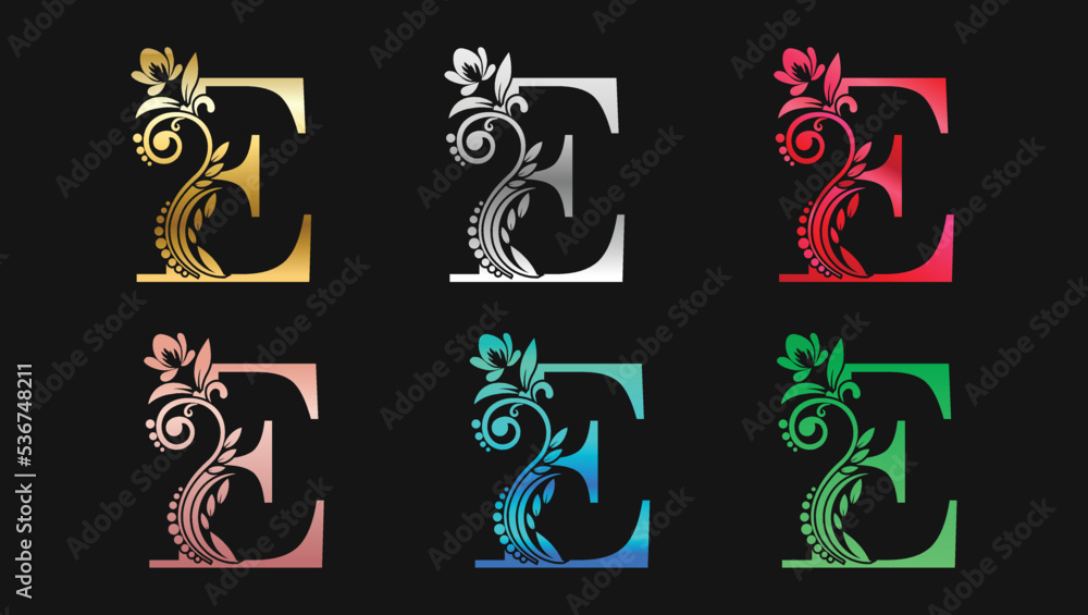Decorative Letter E In Metallic Colors