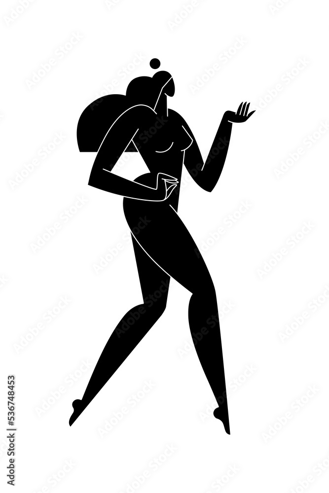 Contemporary female body vector illustration. Nude woman silhouette