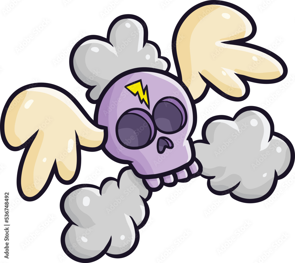 Funny and scary winged skull cartoon illustration Funny and scary winged skull cartoon illustration