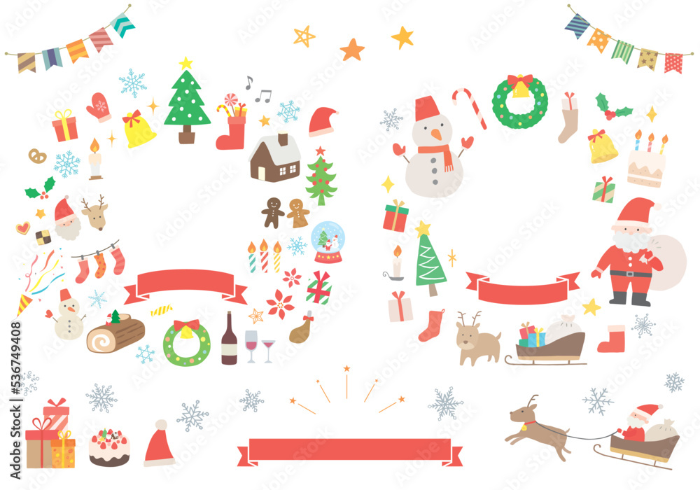クリスマスイラストのフレームセット(文字なし) クリスマスイラストのフレームセット(文字なし)
