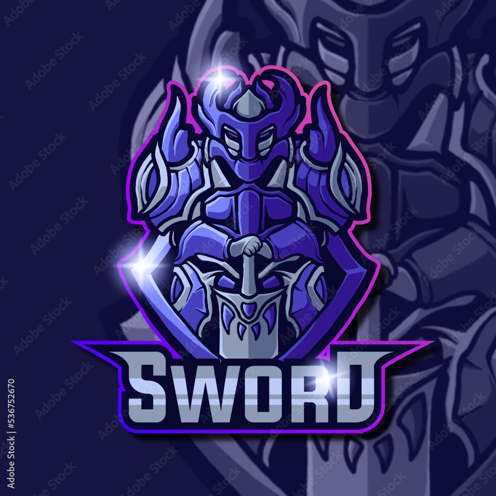 sword knight mascot logo gaming