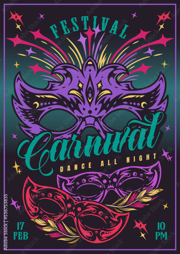 Carnival party poster vintage colorful