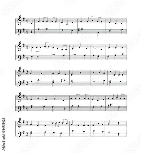 Abstract music sheet on white, seamless pattern