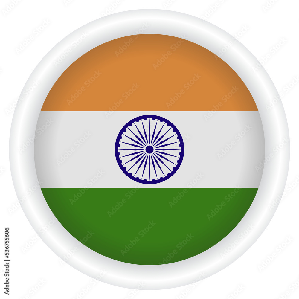 Obraz premium Indian Flag badge PNG image.
