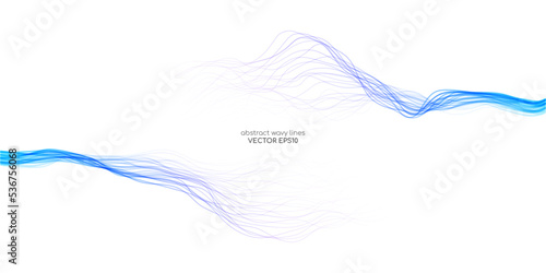 Vector wave lines smooth flowing dynamic blue purple pink gradient isolated on white background for concept of technology, digital, communication, science, music