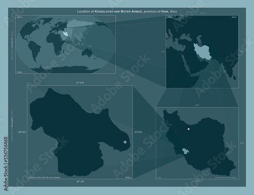 Kohgiluyeh and Buyer Ahmad, Iran. Described location diagram photo