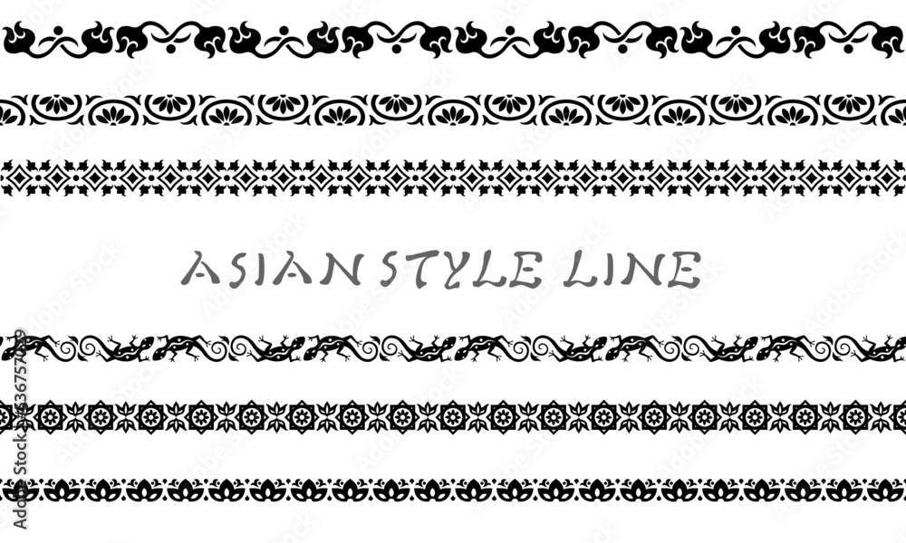 Obraz premium アジア調ライン04（黒）