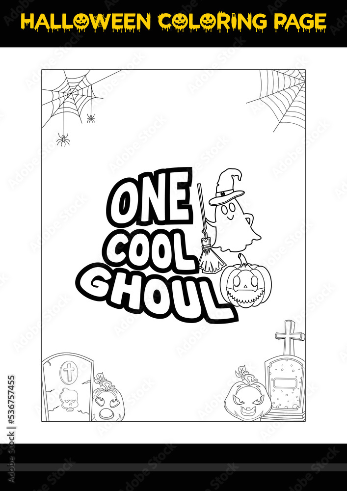 Fototapeta premium Halloween Quotes Coloring page. Halloween coloring page for kids.