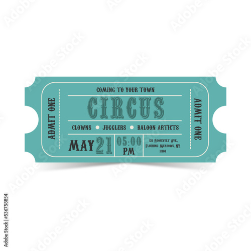 Circus tickets in blue, turquoise