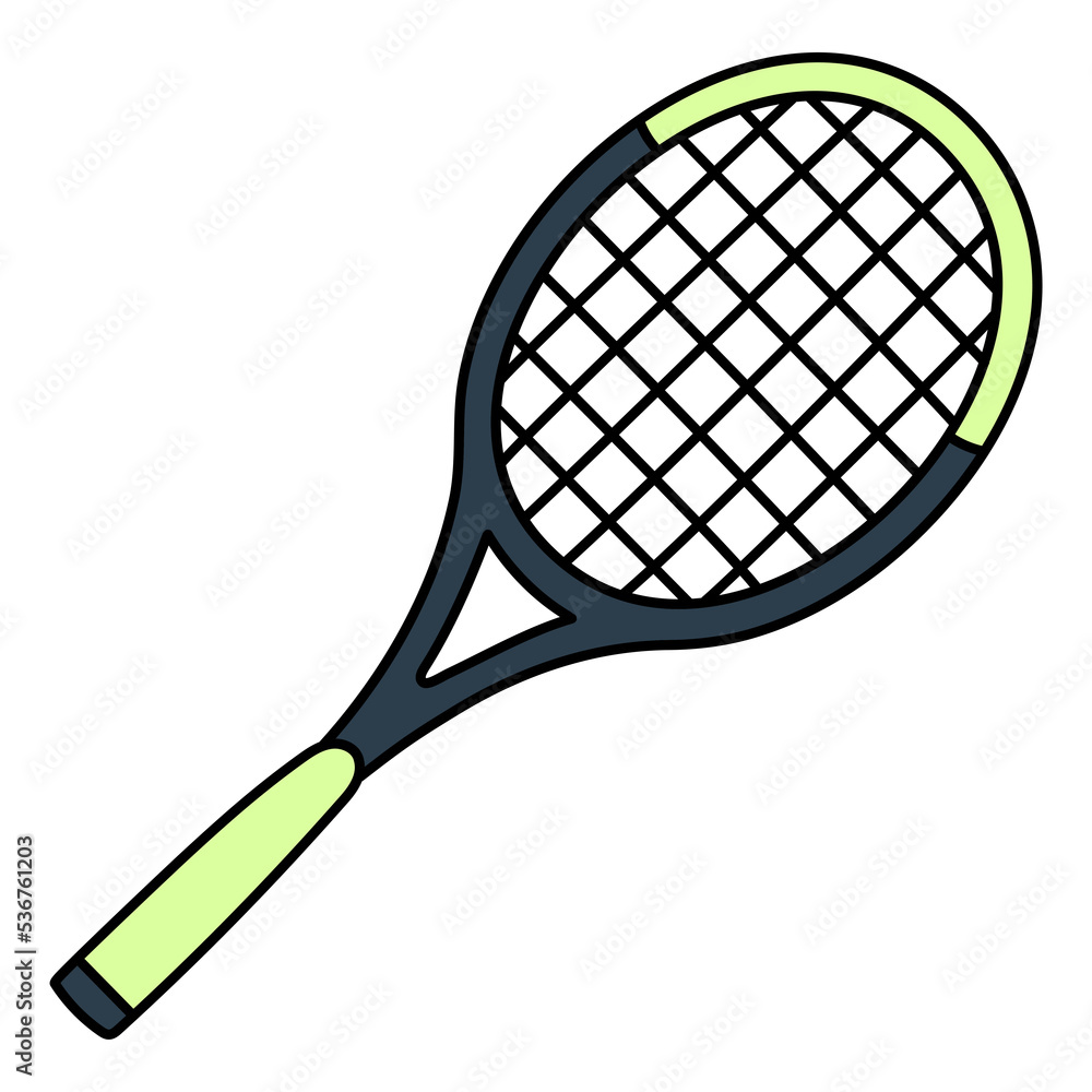 Tennis racquet. Badminton. Sport equipment sketch. Hand drawn doodle icon. Color freehand fitness illustration Tennis racquet. Badminton. Sport equipment sketch. Hand drawn doodle icon. Color freehand fitness illustration