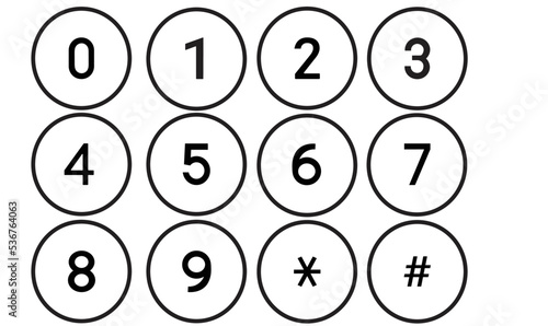 number 0-9 icon black outline for web site design 
and mobile dark mode apps 
Vector illustration on a white background