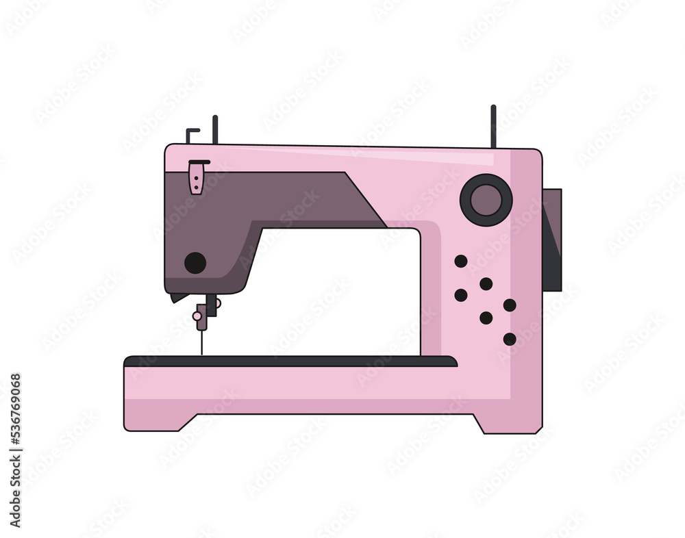 Sewing machine. Retro design form of tool for sewing. Colorful equipment of dressmaker. illustration in flat style Sewing machine. Retro design form of tool for sewing. Colorful equipment of dressmaker. illustration in flat style
