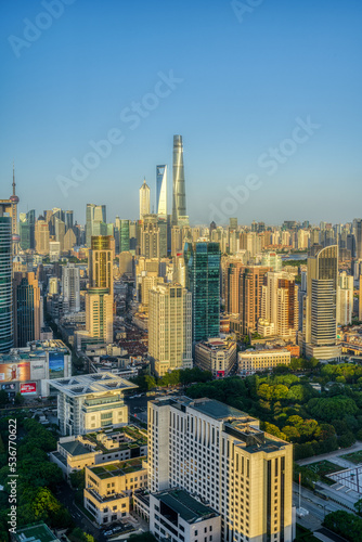 Photography The morning cityscape in Shanghai, China.