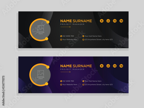 Professional Modern and Minimal business and corporate Email Signatures Template with personal social media cover photo design