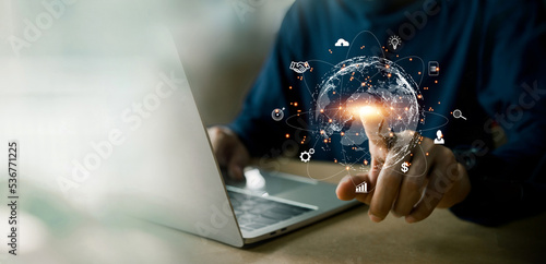 Quadro su tela AI learning and business artificial intelligence, modern , transformation of ideas and the adoption of technology in business in the digital age, enhancing global business capabilities , Ai